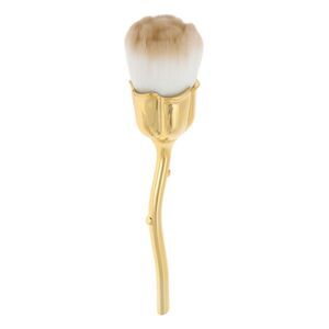 Makeup Flower Shape Powder Brush Gold Tone White